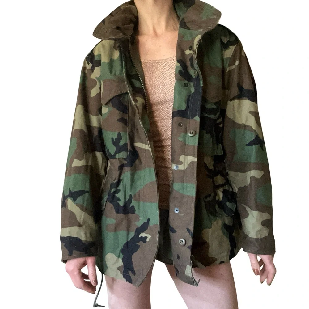 Men’s Vintage Golden Mfg. Co. Green Camo Water Resistant Hooded Jacket Coat